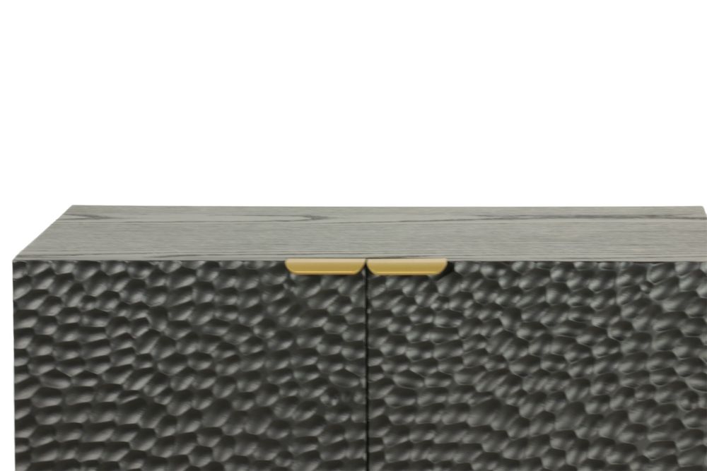 Sideboards - 2-door black oak sideboard, 71x40 cm, embossed style - JP2B DECORATION
