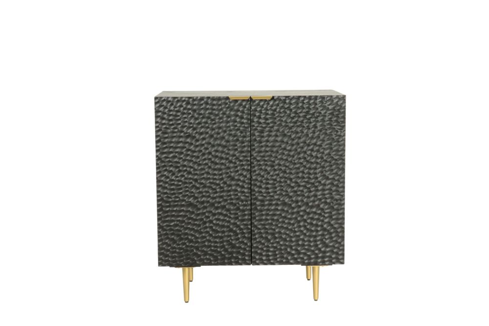 Sideboards - 2-door black oak sideboard, 71x40 cm, embossed style - JP2B DECORATION