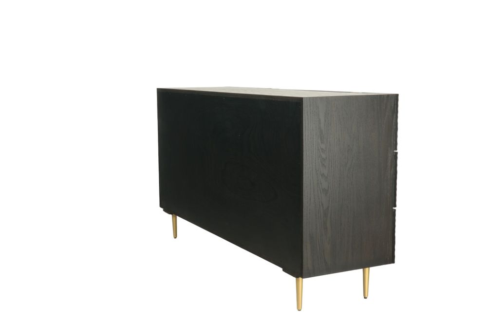 Buffets - Buffet long en chêne noir embossé, 3 tiroirs, 157x45 cm - JP2B DECORATION