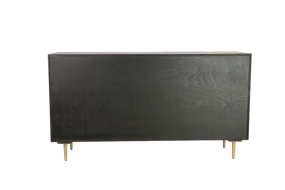 Buffets - Buffet long en chêne noir embossé, 3 tiroirs, 157x45 cm - JP2B DECORATION