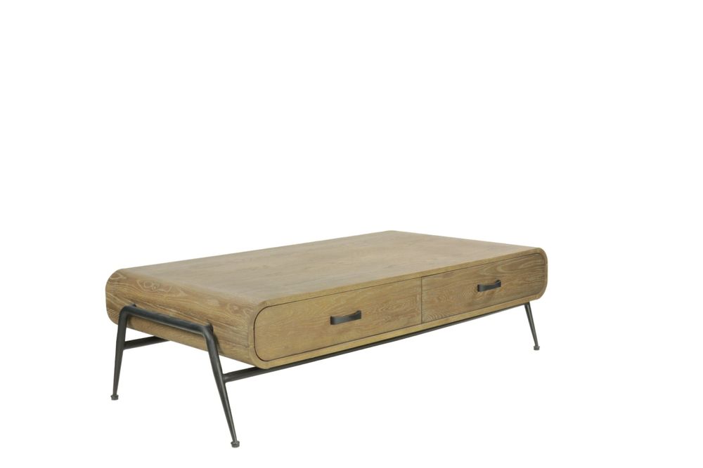 Tables basses - Table basse en chêne cérusé, 140x70 cm, style naturel - JP2B DECORATION