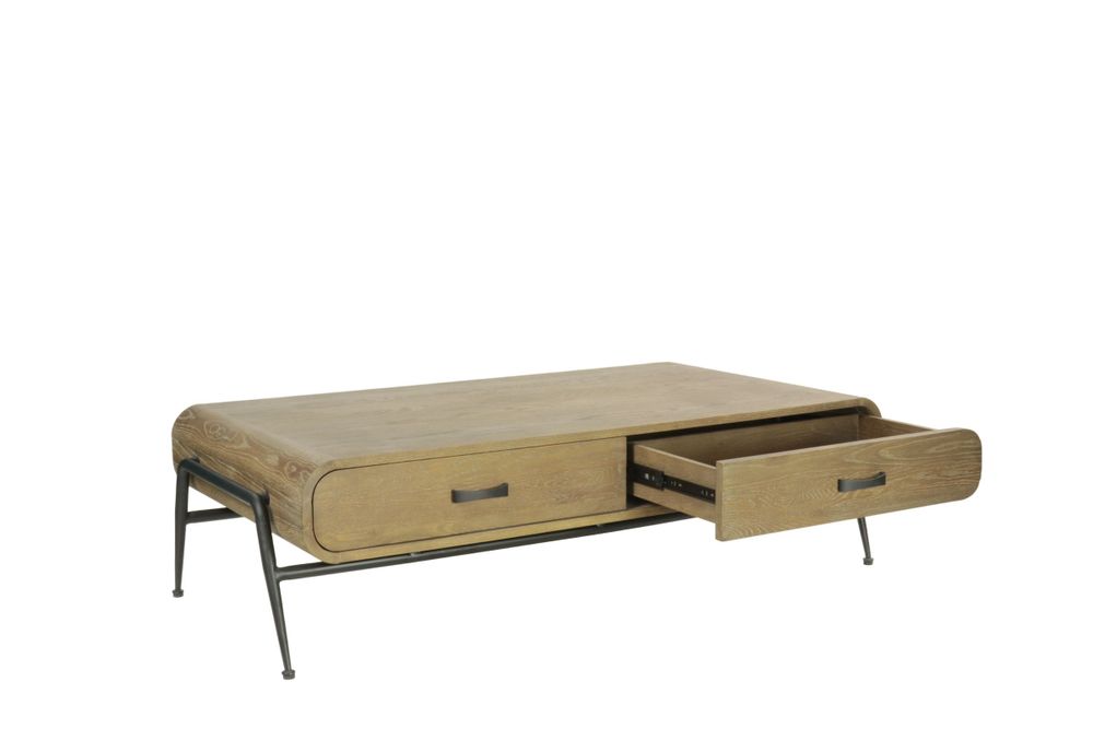 Tables basses - Table basse en chêne cérusé, 140x70 cm, style naturel - JP2B DECORATION