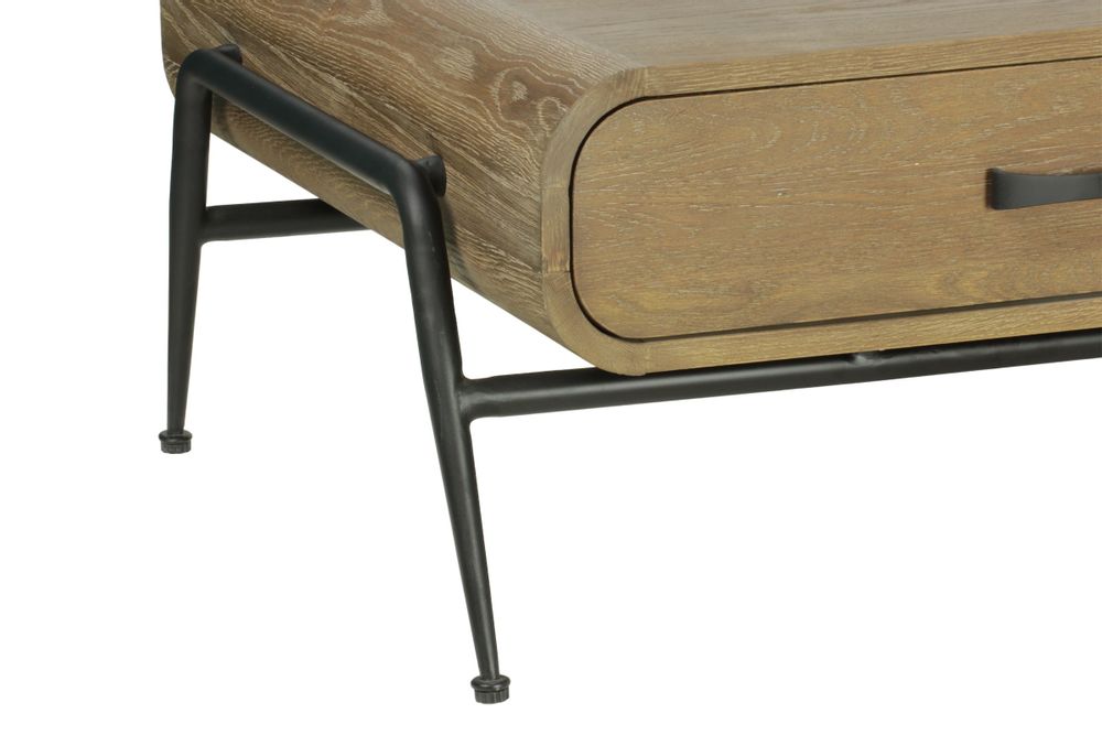 Tables basses - Table basse en chêne cérusé, 140x70 cm, style naturel - JP2B DECORATION