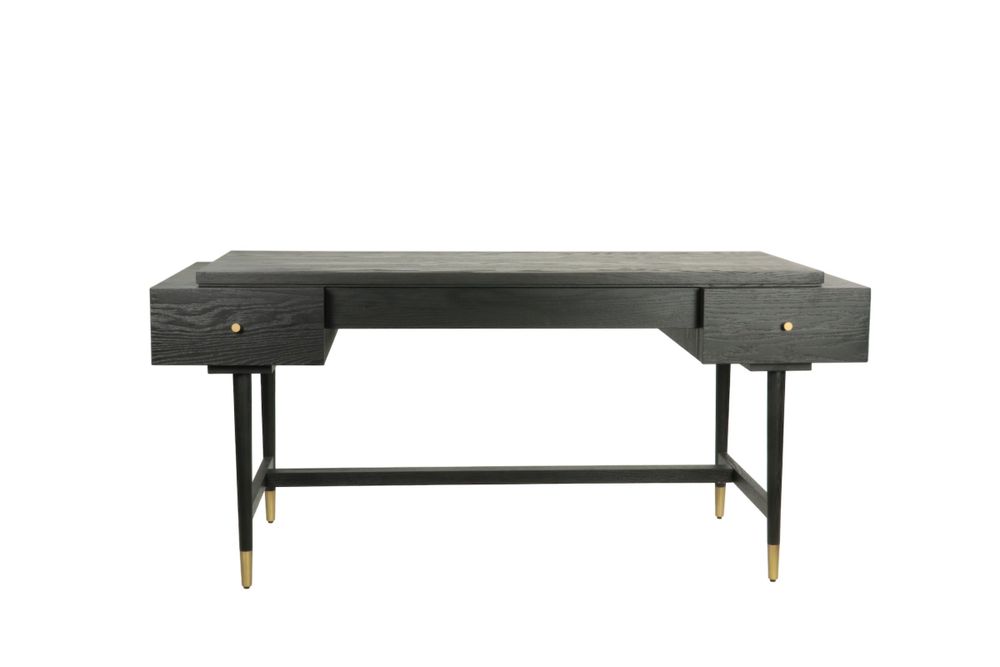 Desks - Flat black oak desk, 3 drawers, 170x70 cm, modern style - JP2B DECORATION
