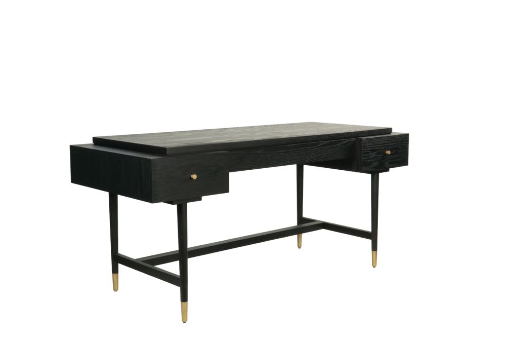 Desks - Flat black oak desk, 3 drawers, 170x70 cm, modern style - JP2B DECORATION