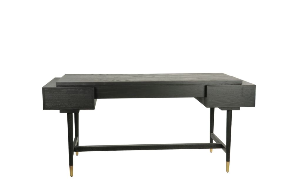 Desks - Flat black oak desk, 3 drawers, 170x70 cm, modern style - JP2B DECORATION