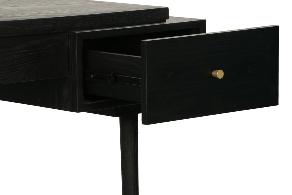 Desks - Flat black oak desk, 3 drawers, 170x70 cm, modern style - JP2B DECORATION