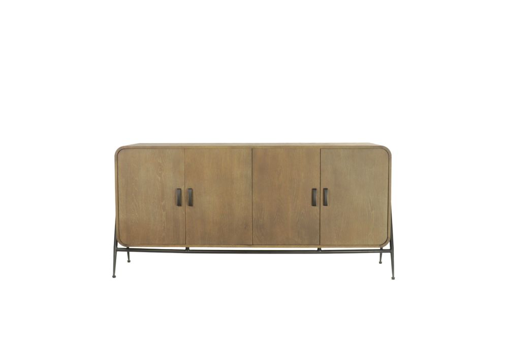 Sideboards - Cerused oak sideboard, 2 shelves, 182x45 cm, natural style - JP2B DECORATION