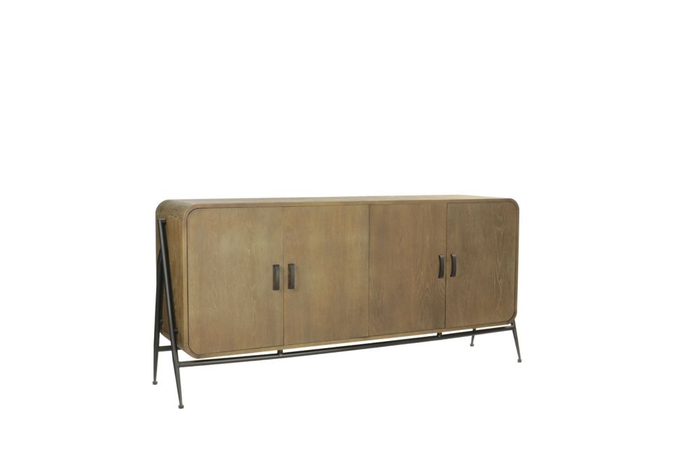 Sideboards - Cerused oak sideboard, 2 shelves, 182x45 cm, natural style - JP2B DECORATION