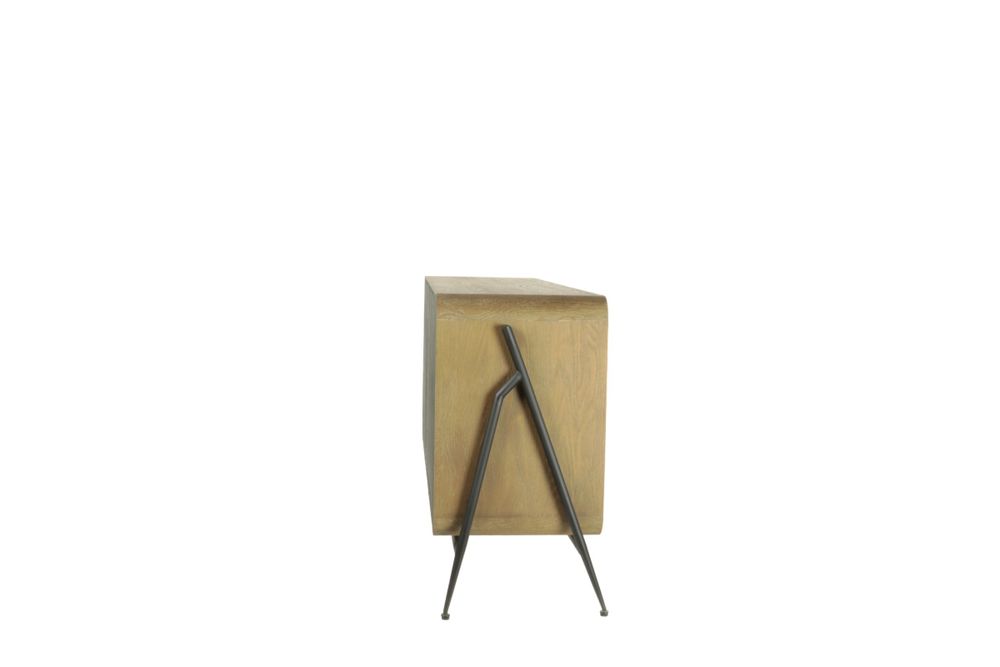 Sideboards - Cerused oak sideboard, 2 shelves, 182x45 cm, natural style - JP2B DECORATION