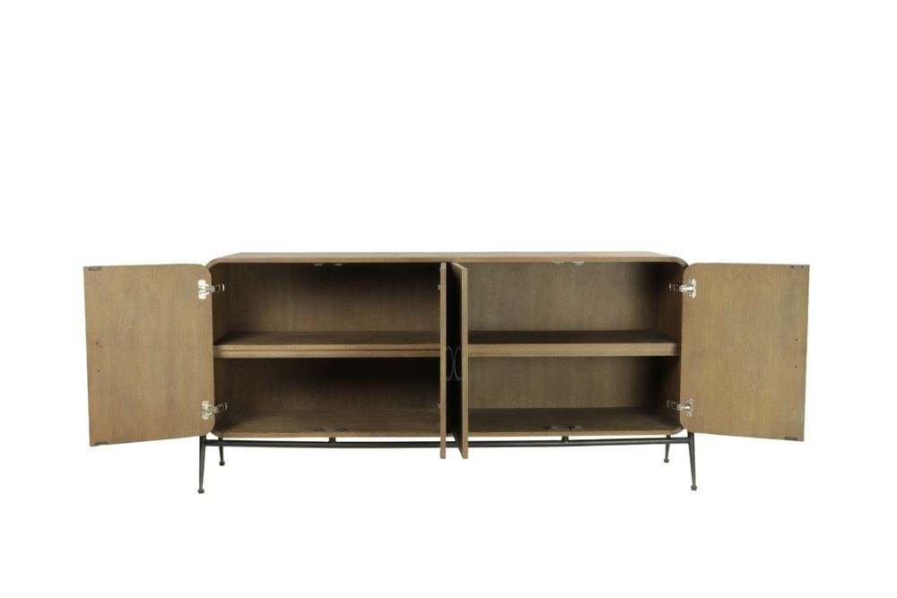 Sideboards - Cerused oak sideboard, 2 shelves, 182x45 cm, natural style - JP2B DECORATION
