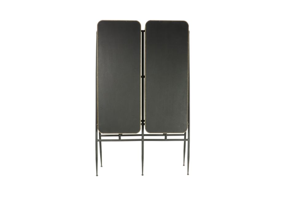 Armoires - Armoire 2 portes en chêne cérusé, 4 étagères, 112x40 cm - JP2B DECORATION