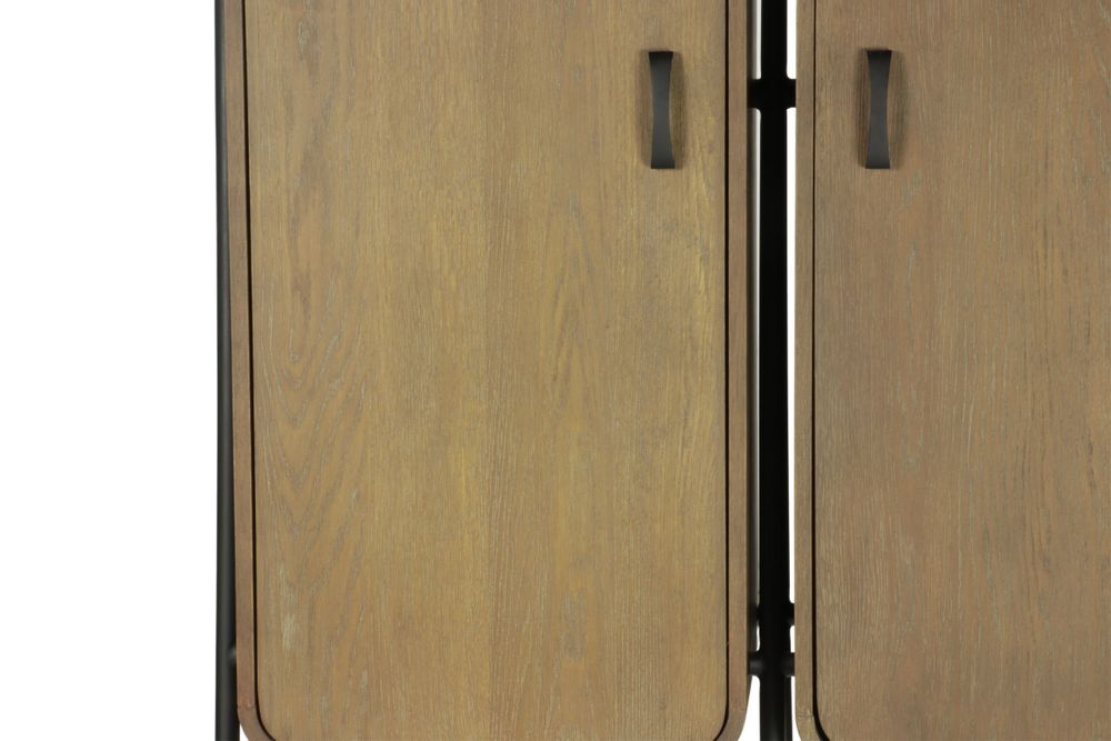 Armoires - Armoire 2 portes en chêne cérusé, 4 étagères, 112x40 cm - JP2B DECORATION