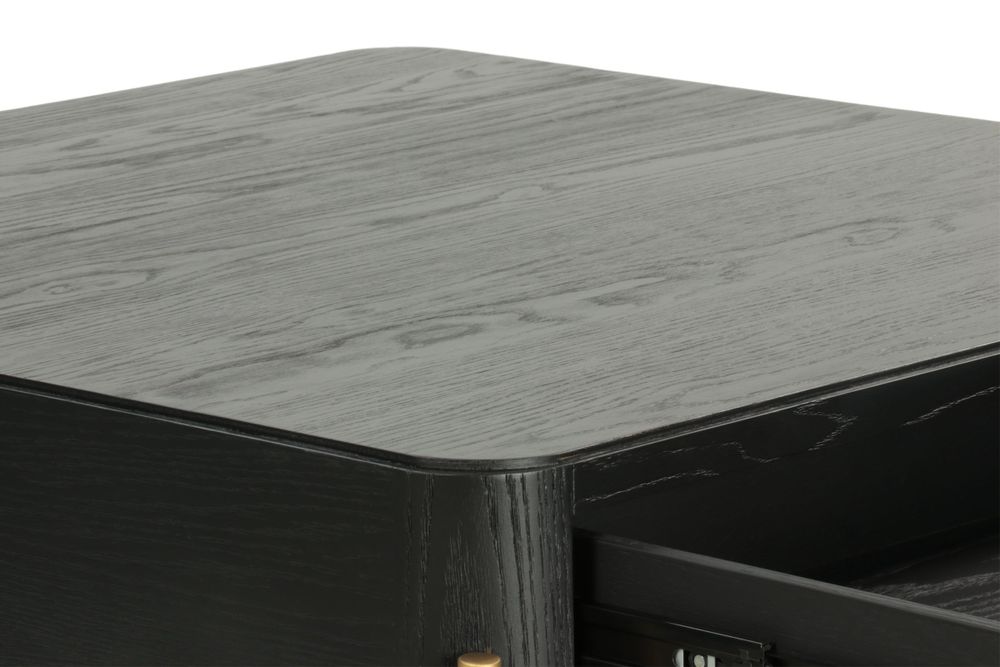Coffee tables - Square black and gold oak coffee table, 90x90 cm, modern style - JP2B DECORATION