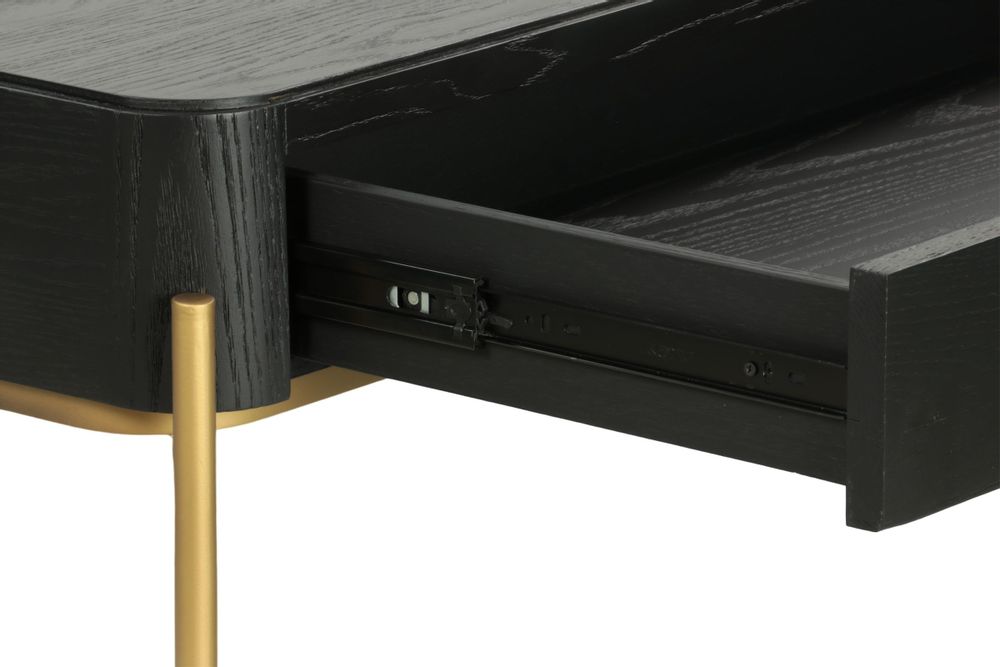 Coffee tables - Square black and gold oak coffee table, 90x90 cm, modern style - JP2B DECORATION