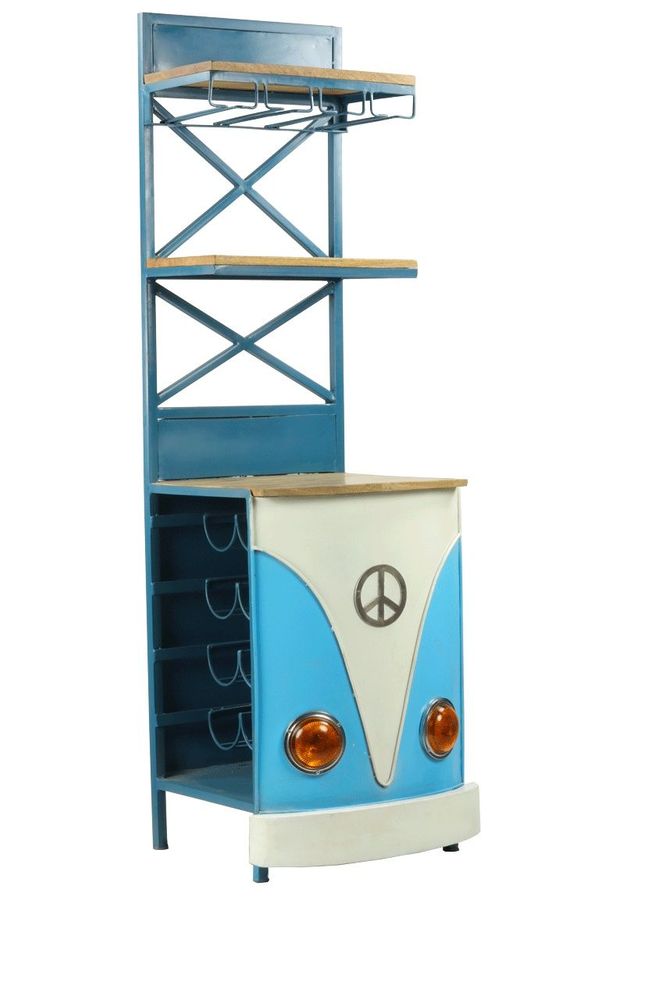 Sideboards - Combi shelf counter in mango wood and metal, 2 shelves, bottle storage - JP2B DECORATION