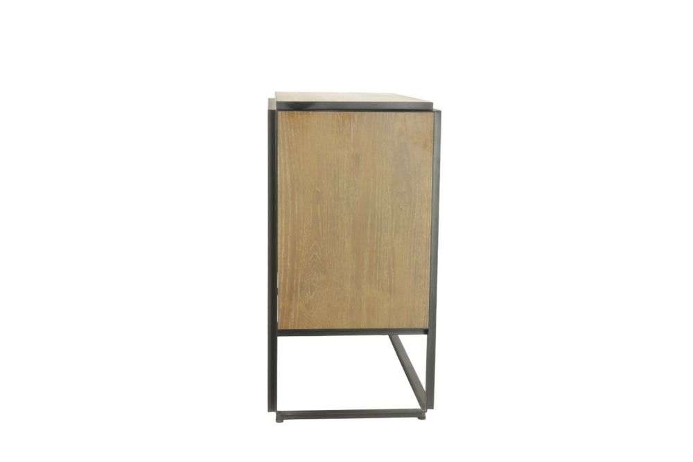 Commodes - Commode 6 tiroirs en chêne et noir, style moderne, 100x45 cm - JP2B DECORATION