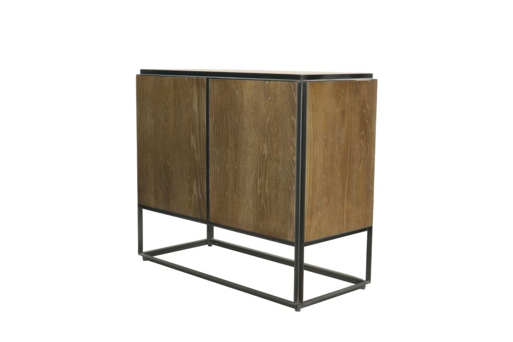 Commodes - Commode 6 tiroirs en chêne et noir, style moderne, 100x45 cm - JP2B DECORATION