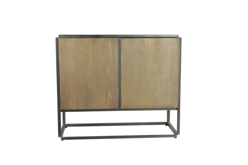 Commodes - Commode 6 tiroirs en chêne et noir, style moderne, 100x45 cm - JP2B DECORATION
