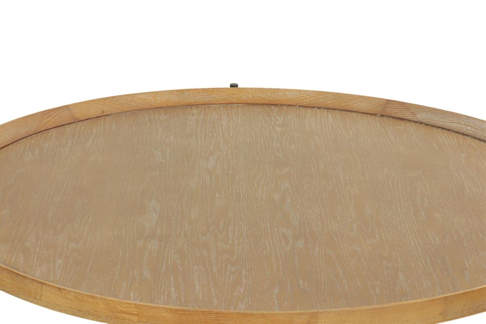 Tables basses - Table basse ronde en chêne cérusé et métal noir, 102 cm - JP2B DECORATION