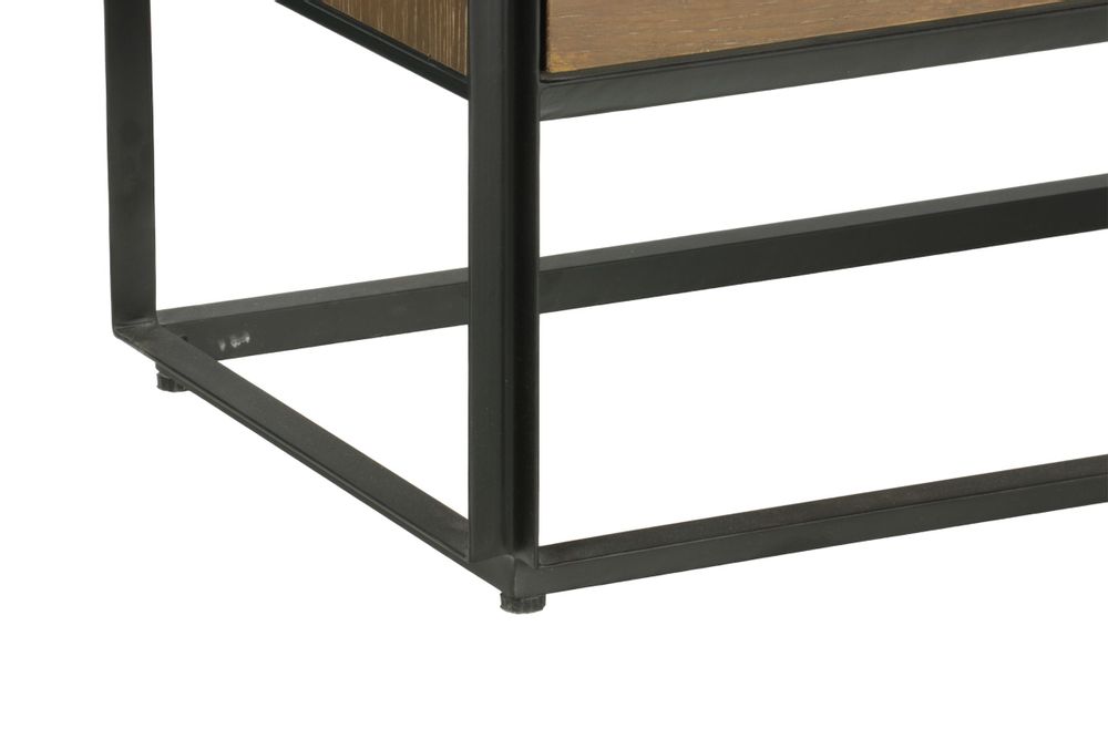 Commodes - Commode 6 tiroirs en chêne et noir, style moderne, 100x45 cm - JP2B DECORATION