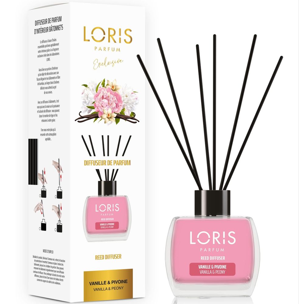 Diffuseurs de parfums - LORIS Diffuseur de parfum bâtonnets Vanille & Pivoine 120ml - LORIS PARFUM