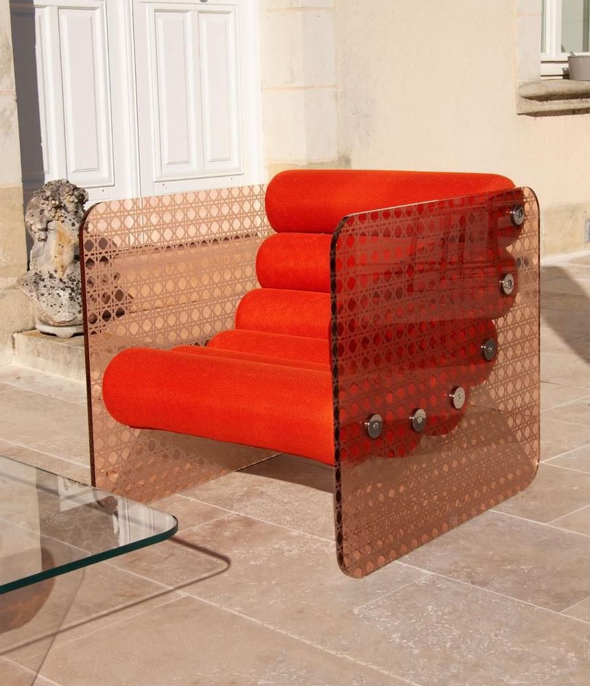 Lawn sofas - MW02 CANNAGE PMMA ORANGE - Residential and HORECA markets - MW DESIGNER FURNITURE