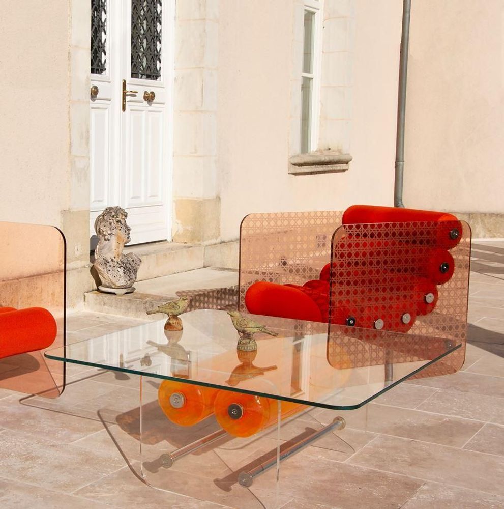 Lawn sofas - MW02 CANNAGE PMMA ORANGE - Residential and HORECA markets - MW DESIGNER FURNITURE