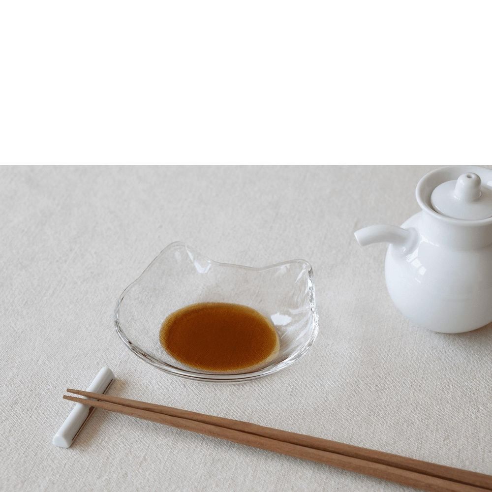 Glass - Cat Face Small Plate- Plain - ISHIZUKA GLASS CO., LTD.