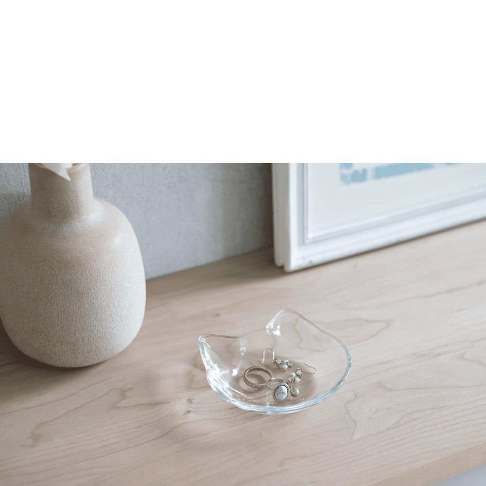 Glass - Cat Face Small Plate- Plain - ISHIZUKA GLASS CO., LTD.