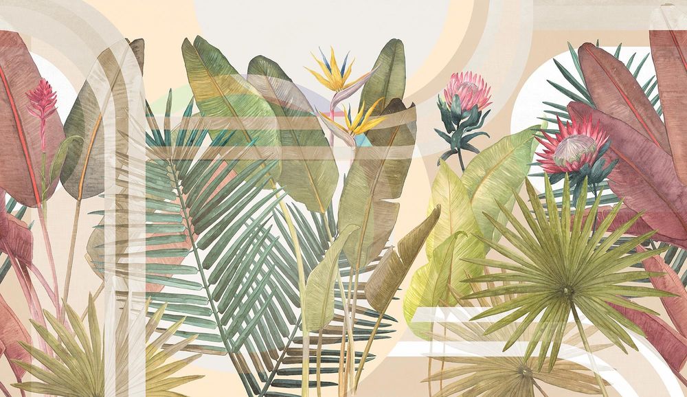 Wallpaper - Rico multi-color foliage panoramic wallpaper - LA MAISON MURAEM