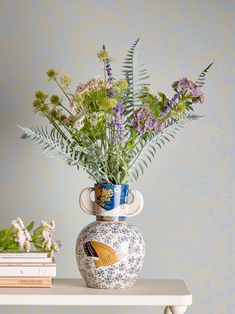 Vases - Hezha Vase, Blue, Grès - BLOOMINGVILLE MULTIBRAND HOUSE