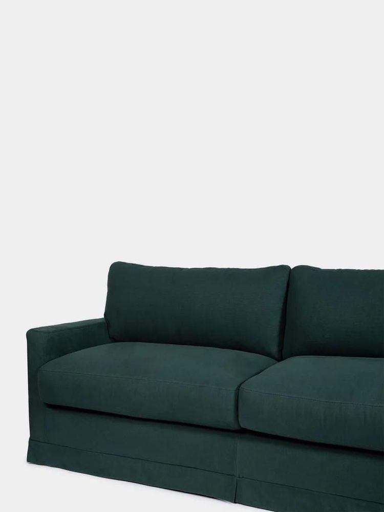 Sofas - Filipe Wood And Linen Green Sofa - HOUSE OF CAPRICORN