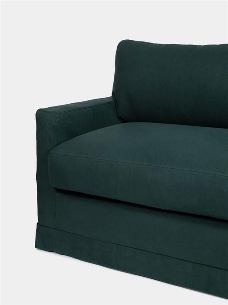 Sofas - Filipe Wood And Linen Green Sofa - HOUSE OF CAPRICORN