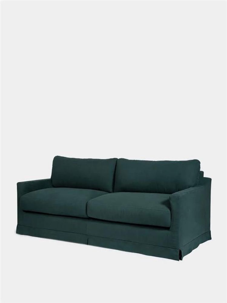 Sofas - Filipe Wood And Linen Green Sofa - HOUSE OF CAPRICORN