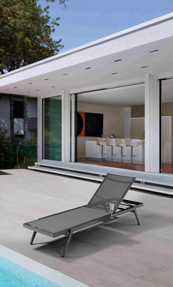 Transats - Bain de soleil DIVA en aluminium gris anthracite - COUTURE JARDIN
