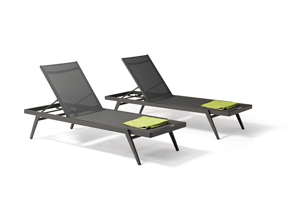 Transats - Bain de soleil DIVA en aluminium gris anthracite - COUTURE JARDIN