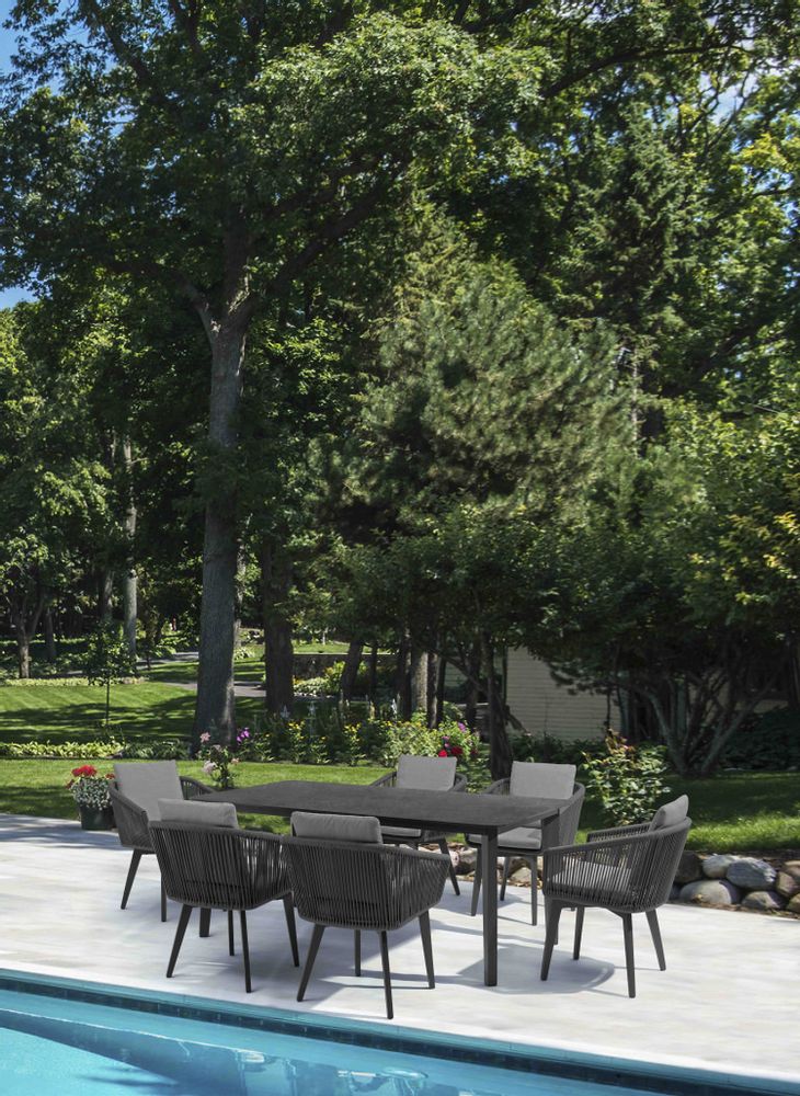 Lawn tables - DIVA garden table (220 cm) in anthracite grey aluminium - COUTURE JARDIN