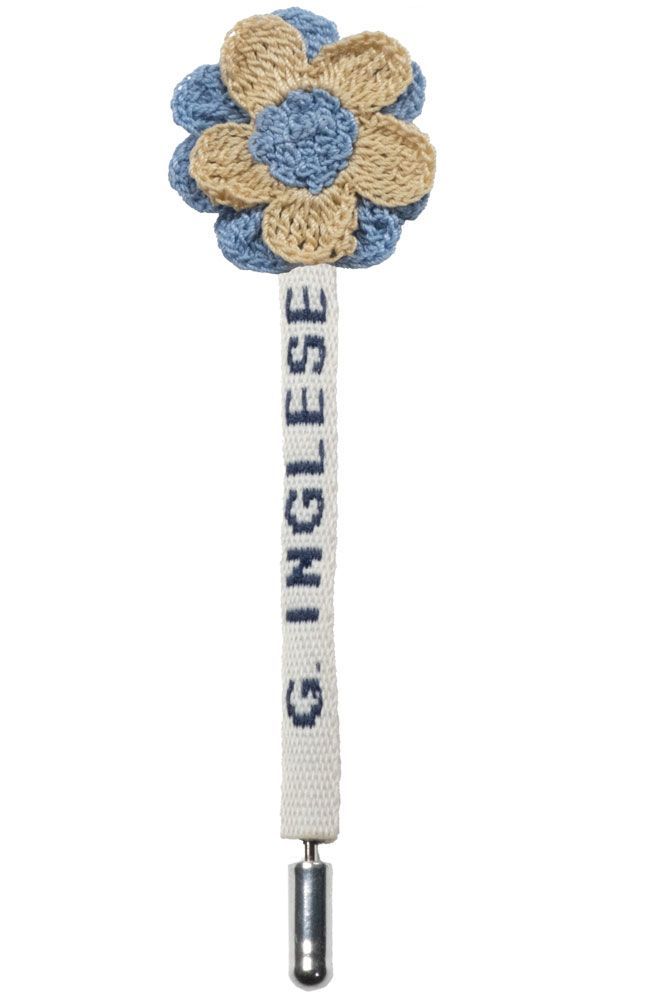Brooches - Beige and Light Blue Camelia - G. INGLESE