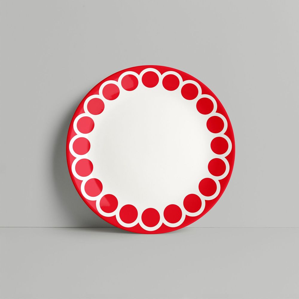 Cadeaux - Assiette à pois en porcelaine rouge - ISUWA
