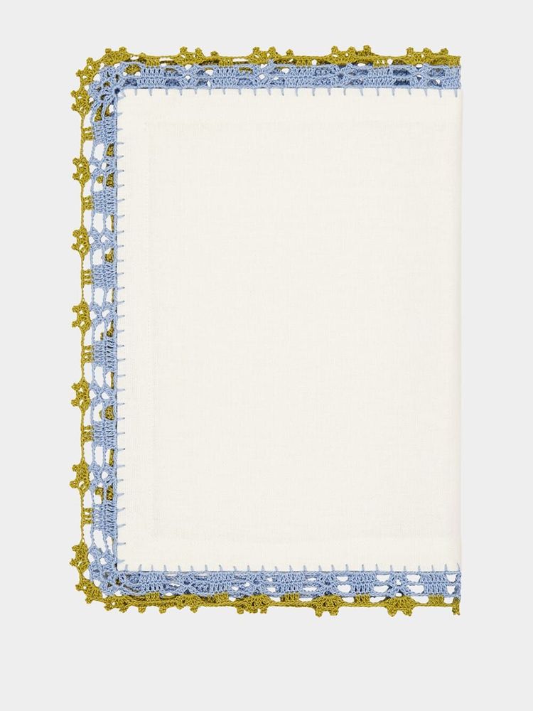 Placemats - Hand Embroidered Leonor Linen Placemat - HOUSE OF CAPRICORN