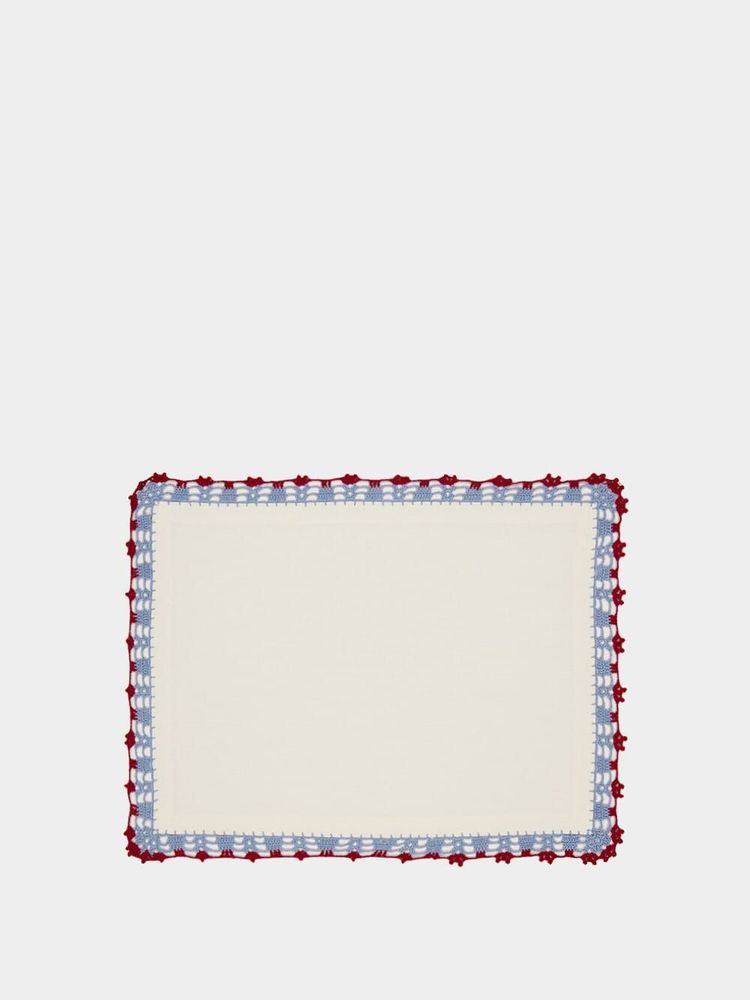 Placemats - Hand Embroidered Leonor Linen Placemat - HOUSE OF CAPRICORN