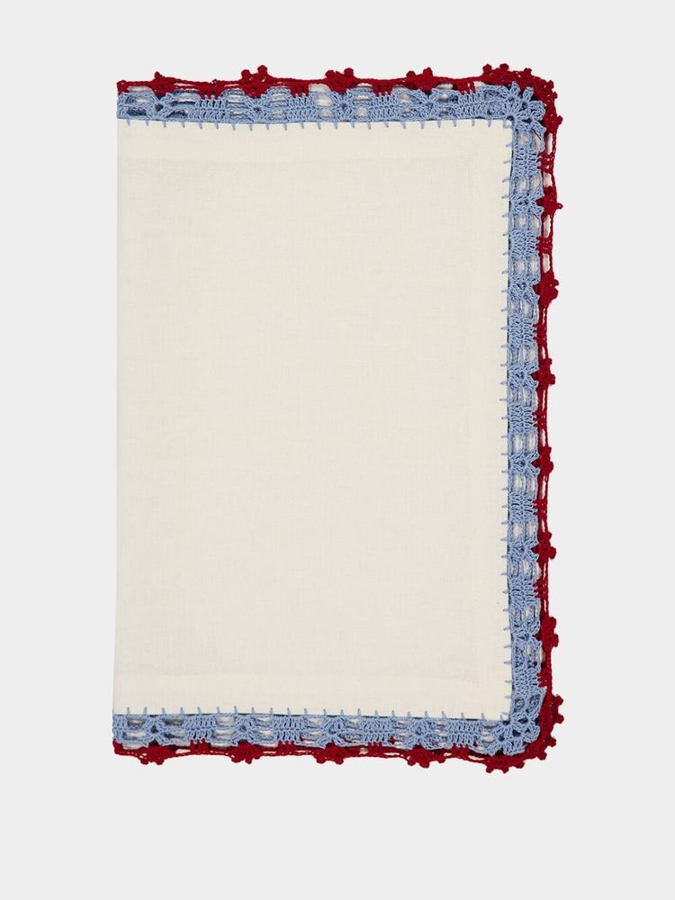 Placemats - Hand Embroidered Leonor Linen Placemat - HOUSE OF CAPRICORN