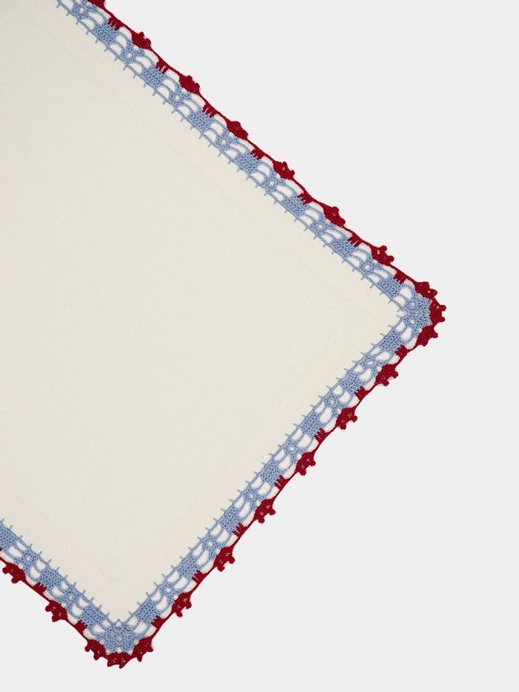 Placemats - Hand Embroidered Leonor Linen Placemat - HOUSE OF CAPRICORN