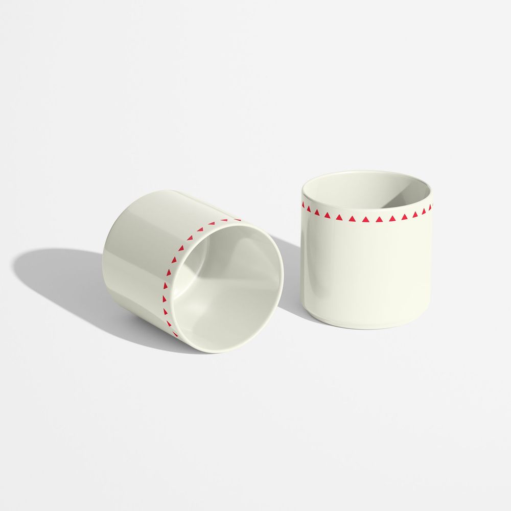 Tasses et mugs - Tasse à café en porcelaine à motif géométrique rouge - ISUWA