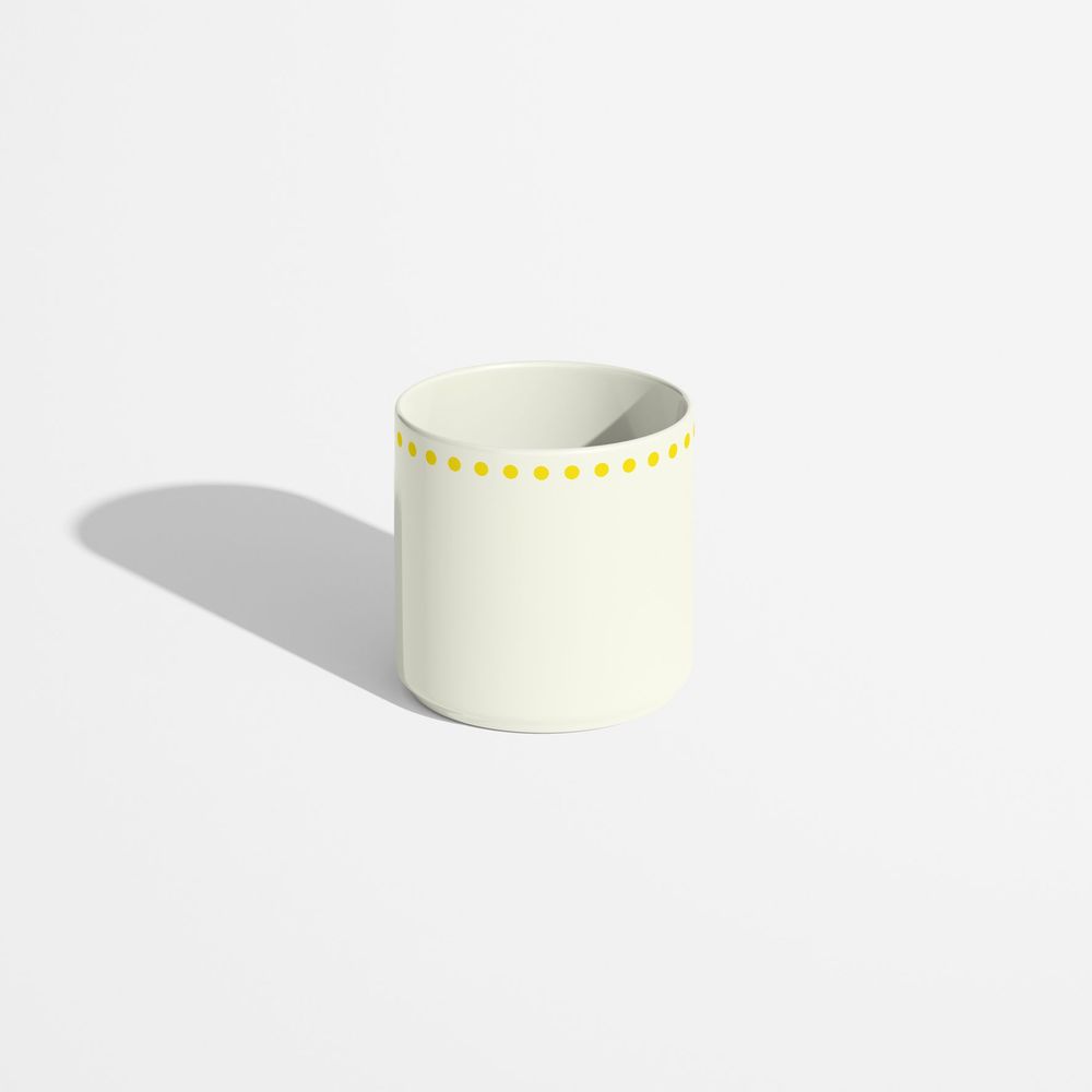 Mugs - Yellow Geometric Pattern Handleless Porcelain Coffee Cup - ISUWA