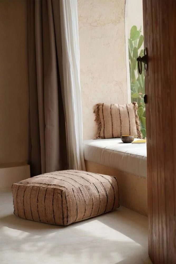 Ottomans - The Oh My Gee Pouffe - Beige Black - BAZAR BIZAR LIVING