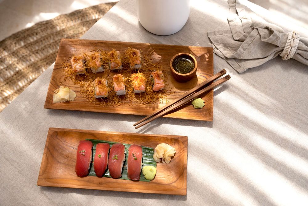 Platter and bowls - The Teak Root Sushi Plate - L - BAZAR BIZAR LIVING