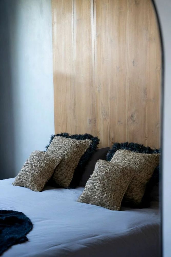 Cushions - The Raffia Cushion Cover Square - Natural Black - 60x60 - BAZAR BIZAR LIVING