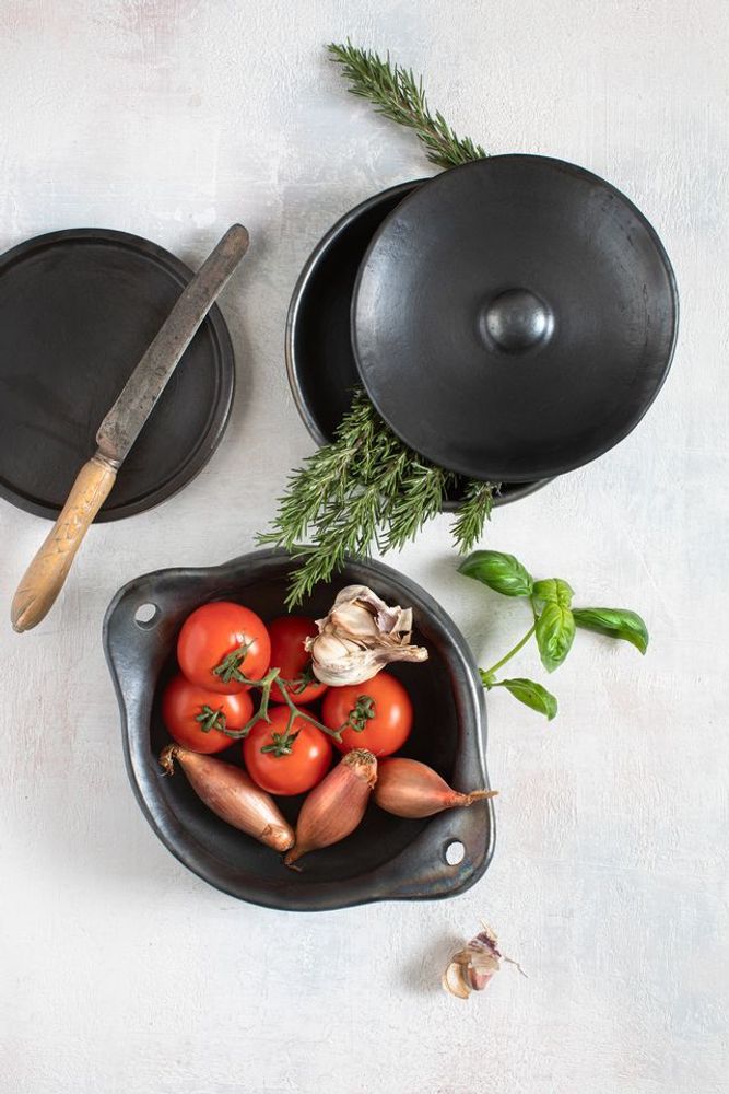 Platter and bowls - The Burned Pot - Black - BAZAR BIZAR LIVING